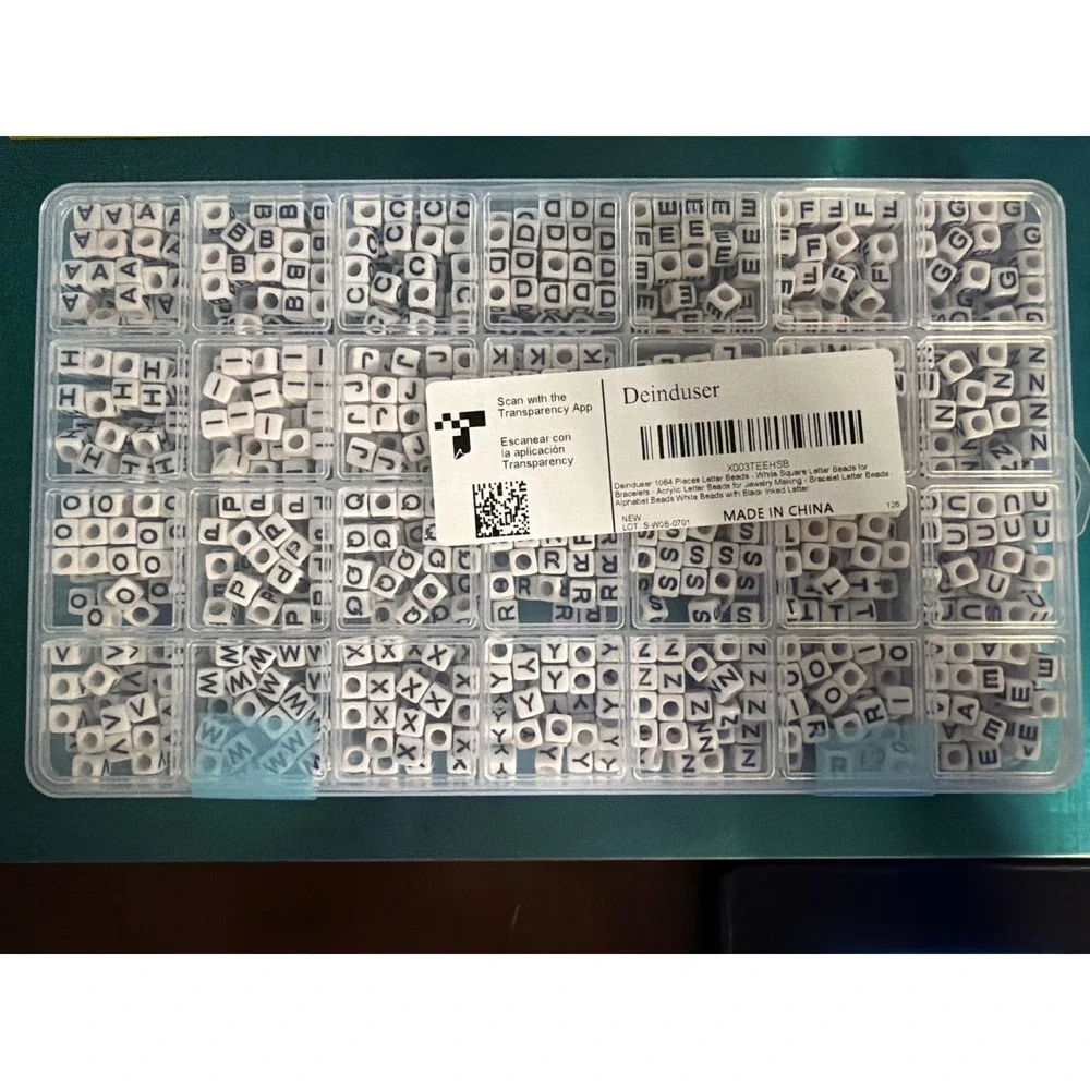 Deinduser 1064 Pcs White Square Letter Beads Acrylic Alphabet for Jewelry Making